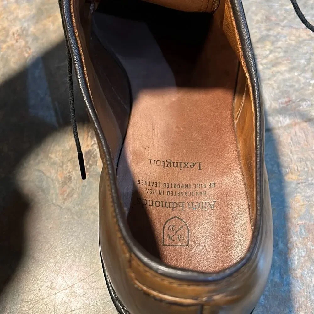 Allen Edmonds Lexington Brown Leather Captoe Derby Loafers Sz 9